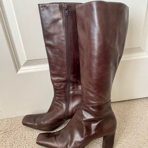 Vintage Antonio Melani Brown Leather Knee-High Heeled Boots
